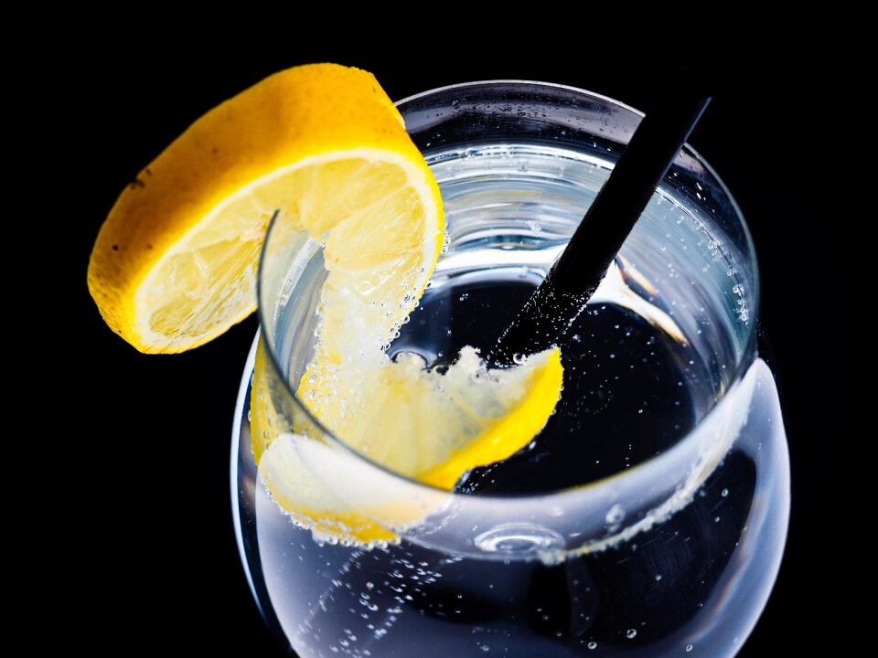 Water bubbles drink blue