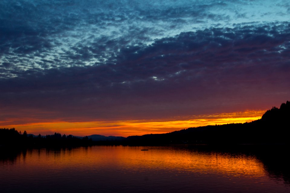 Sunset on Foster Lake, Oregon