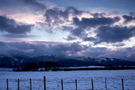 Winter sunset in the Wallowa mountains. photo
