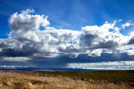 Plains of eastern Oregon with the Blue Mountains photo