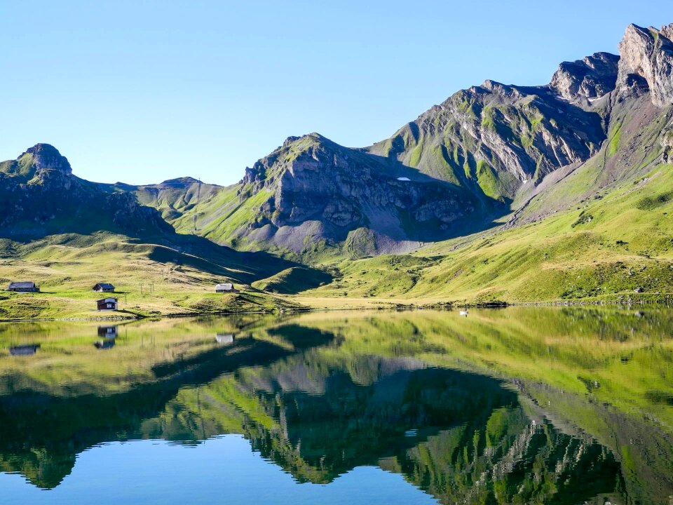Alpine lake bergsee berghaus