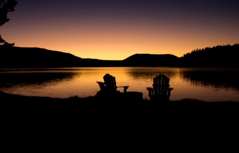 Paulina Lake at Sunset, Oregon photo