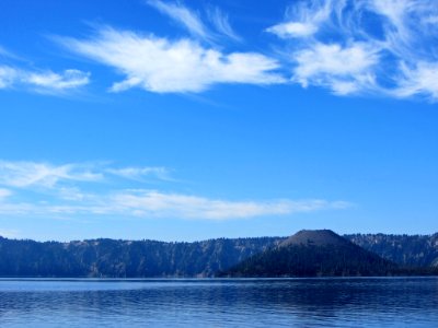 Wizard Island at Crater Lake NP in OR photo