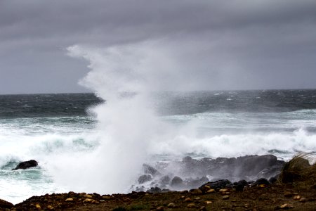 Breaking waves, winter storm, Oregon Coast photo