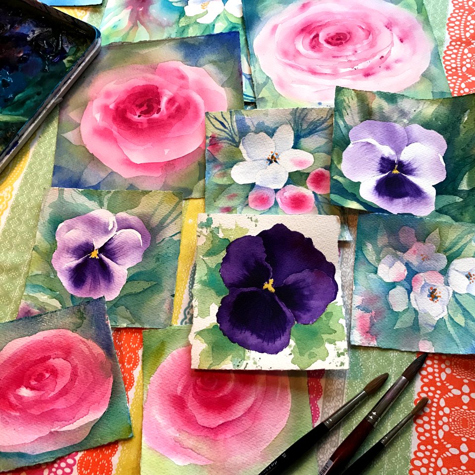 Miniture watercolor flowers