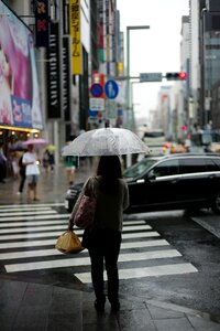 Raining umbrella metropolis photo