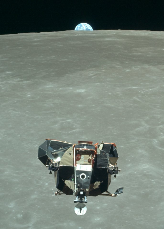 Apollo 11:  lunar module returning from the moon's surface