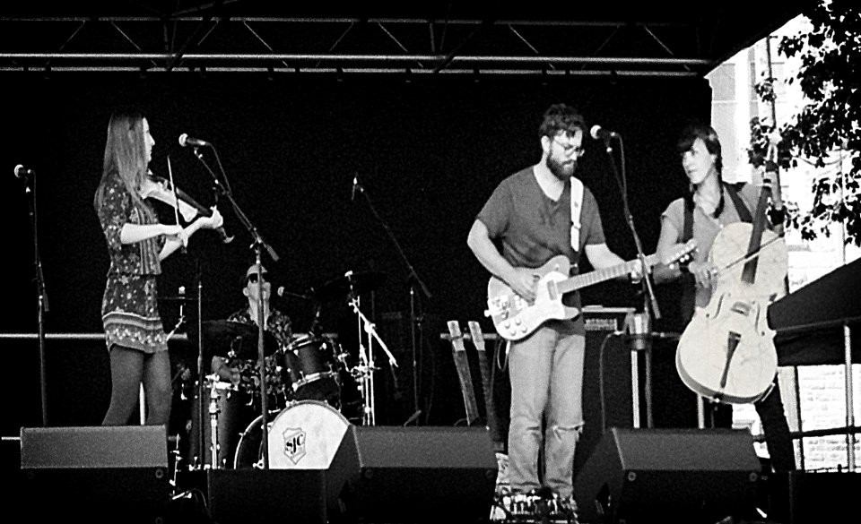 Quartet with Electric Cello, Guitar, Violin and Percussion Performing in Manayunk's Pretzel Park