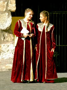 Two Swet Acting Girls in Medieval Costumes photo