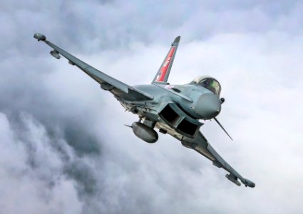 Eurofighter "Typhoon FGR4 (FGR.Mk 4)" aircraft, flown by 29 (R) Squadron from RAF Coningsby.