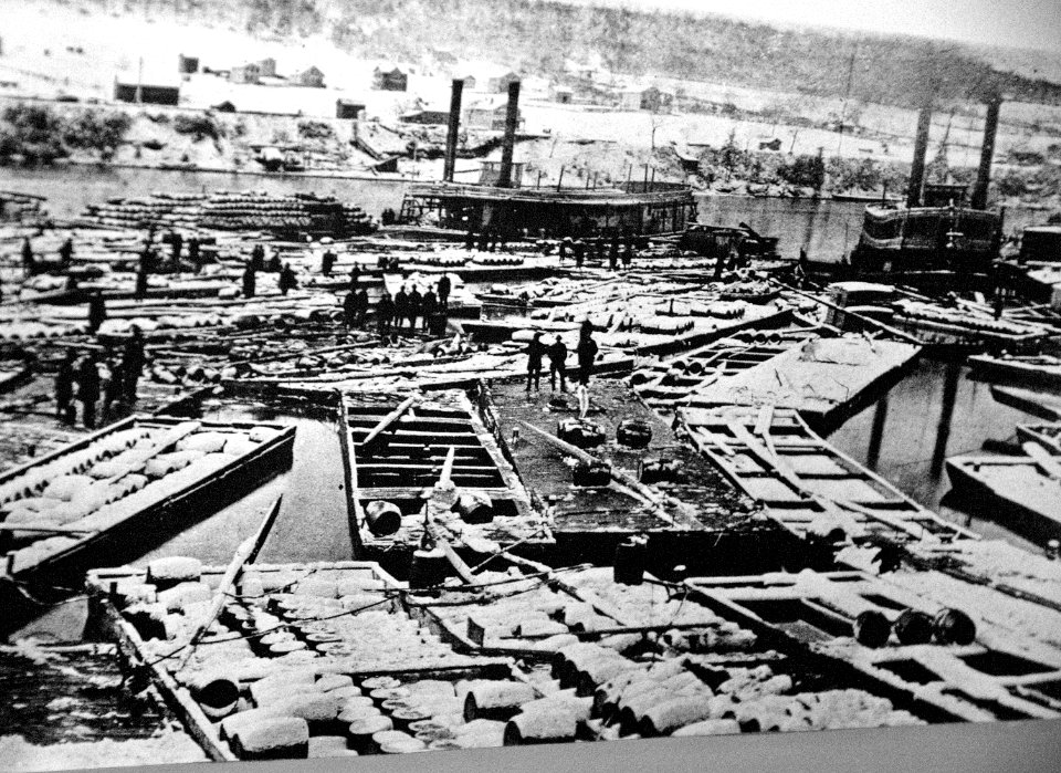Crude oil being shipped on barges in the late 1800s (Pennsylvania, USA) 1