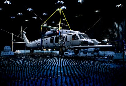 A 413th Flight Test Squadron Sikorsky HH-60W "Pave Hawk" hangs in the anechoic chamber. photo