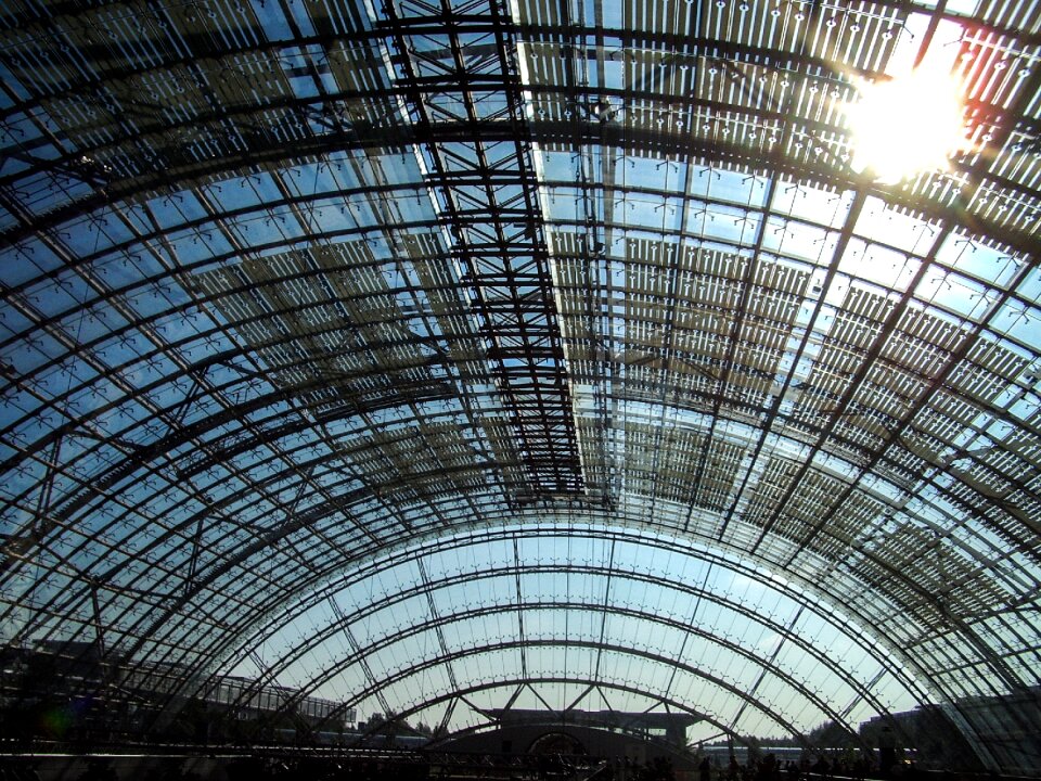 Steel beams roof construction modern architecture