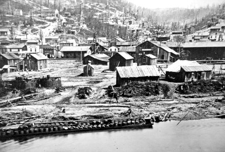 Crude oil being shipped on a barge in the late 1800s (Pennsylvania, USA) 2