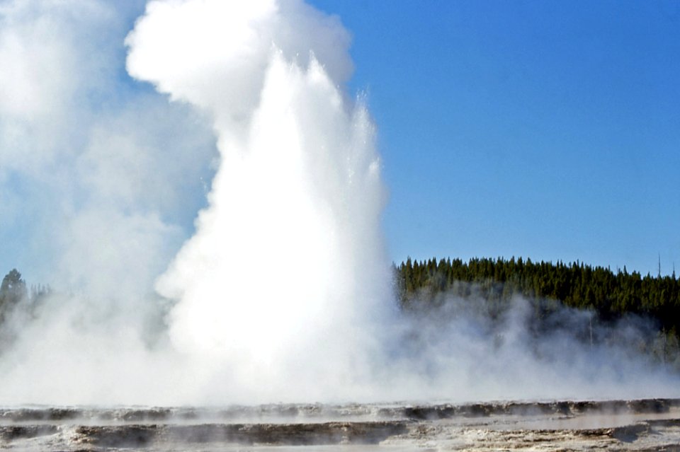 Great Fountain Geyser erupting (1964) 1