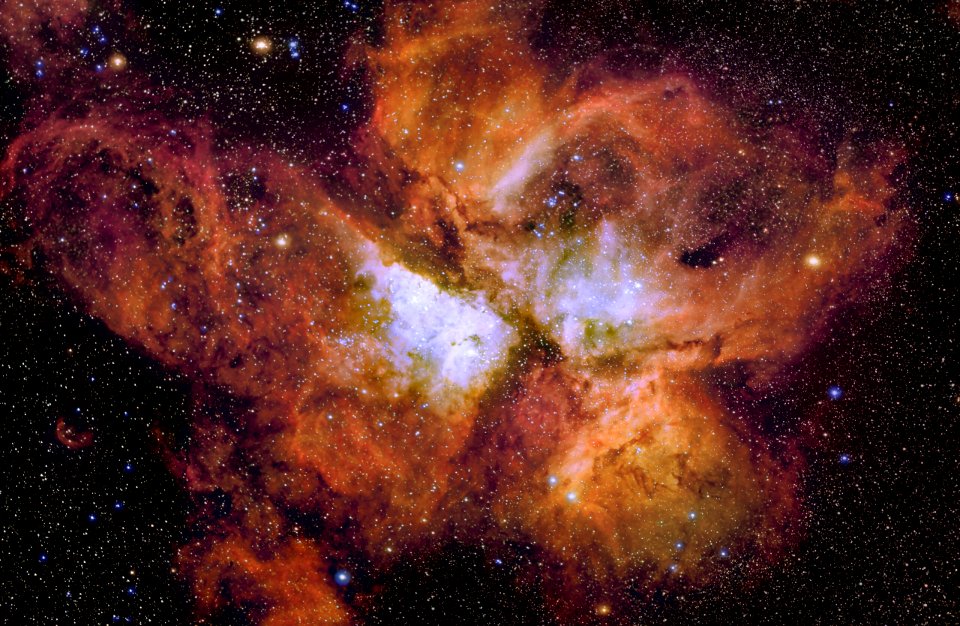 The Great Carina Nebula   ...              78 Mins in 3 minute subs (26)Indoor Flats + 1 Dark FrameCelestron 9.25″ Edge HDHyperstar III lensUCH FilterQHY12 OSC CCD CameraPHD 2.4 GuidingCaptured, Stacked, Stretched in NebulosityFinal tweaks in PS.