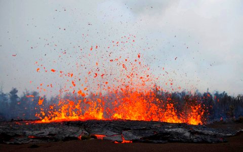 Fissure eruption (5 March 2011) (East Rift Zone, Kilauea Volcano, Hawaii Hotspot) photo
