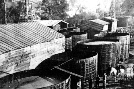 Early oil storage tanks photo