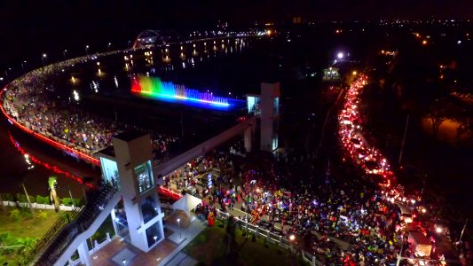 Aerial of Kenjeran Bridge at night