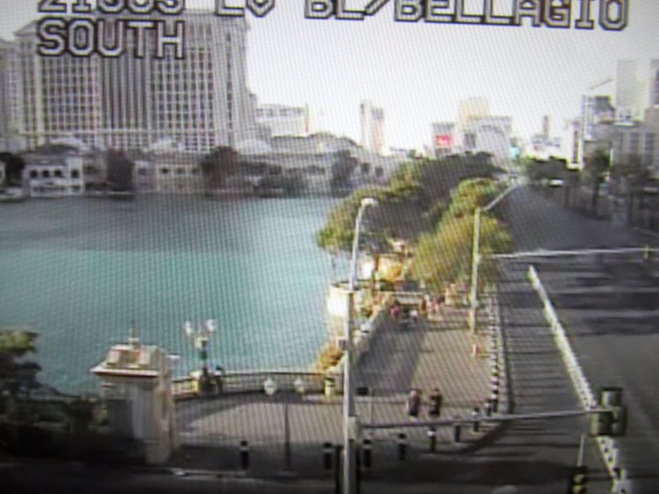 Live traffic cam has a partial view of the Bellagio fountain show