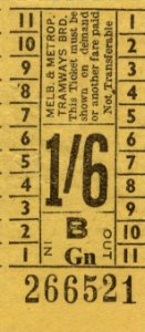 Pre-decimal currency Melbourne & Metropolitan Tramways Board tram ticket (before 1966) photo