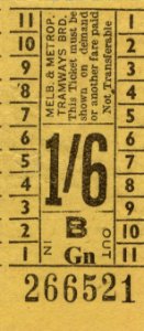 Pre-decimal currency Melbourne & Metropolitan Tramways Board tram ticket (before 1966)