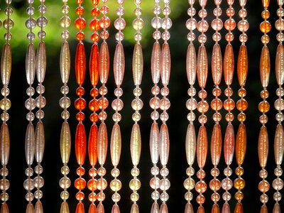 Beaded curtain fly screen orange