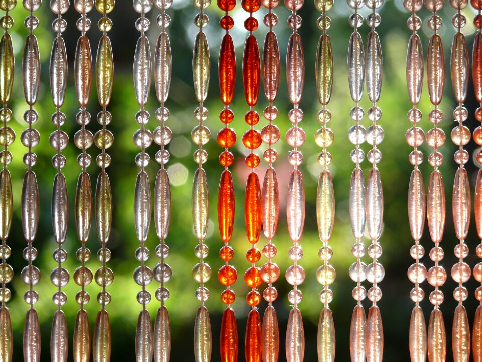 Beaded curtain fly screen orange