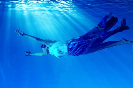 Underwater blue mermaid