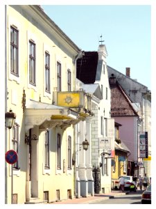 Old Town street in Parnu, Estonia photo