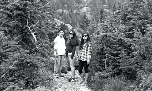 Hikers Posing on Trail photo
