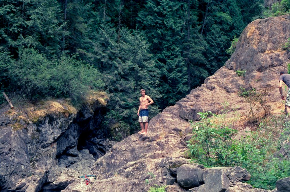Looking out on river cliff