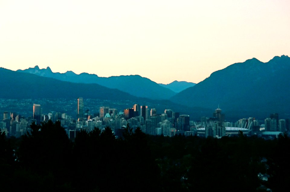 Downtown Vancouver Skyline Evening Wide