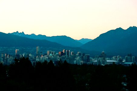 Downtown Vancouver Skyline Evening Wide