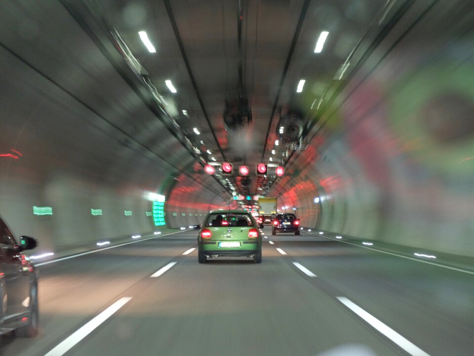 Tunnel speed driving a car