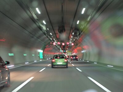 Tunnel speed driving a car