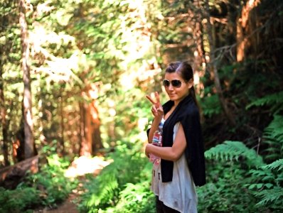hiker taking a break to pose