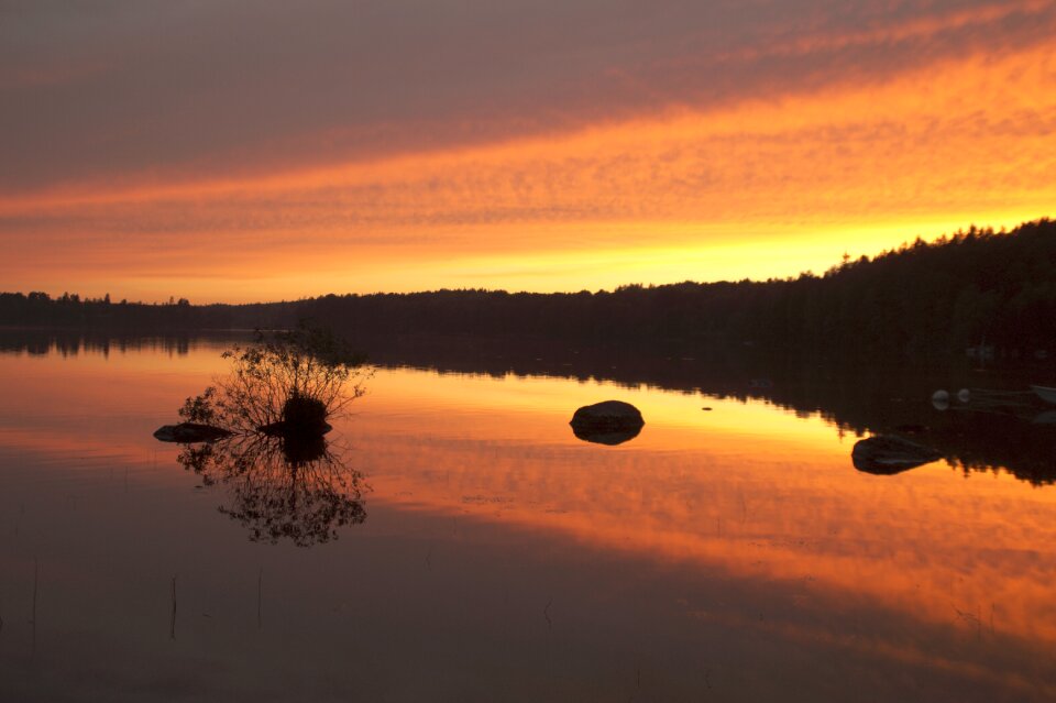 Sweden waldsee sunset photo