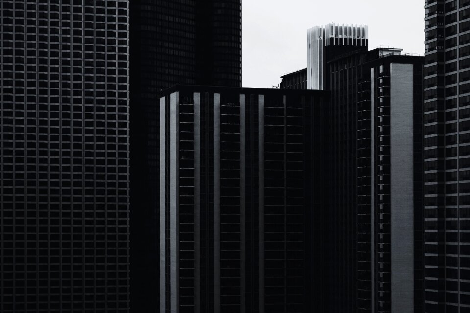 Black white building