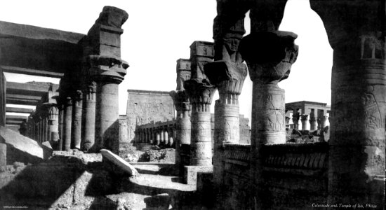 The Temple of Isis, Philae 1912 view from the vestibule of nectanebo