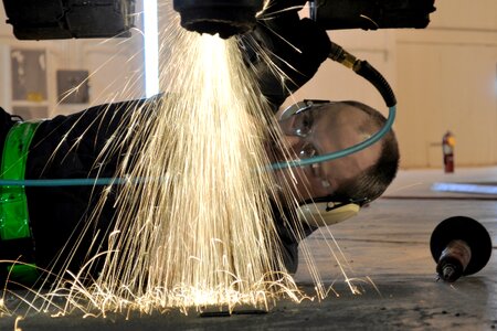 Grinder sparks metal