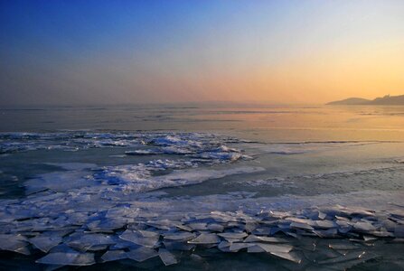 Frozen freezing lake photo