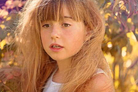 Girl long hair face