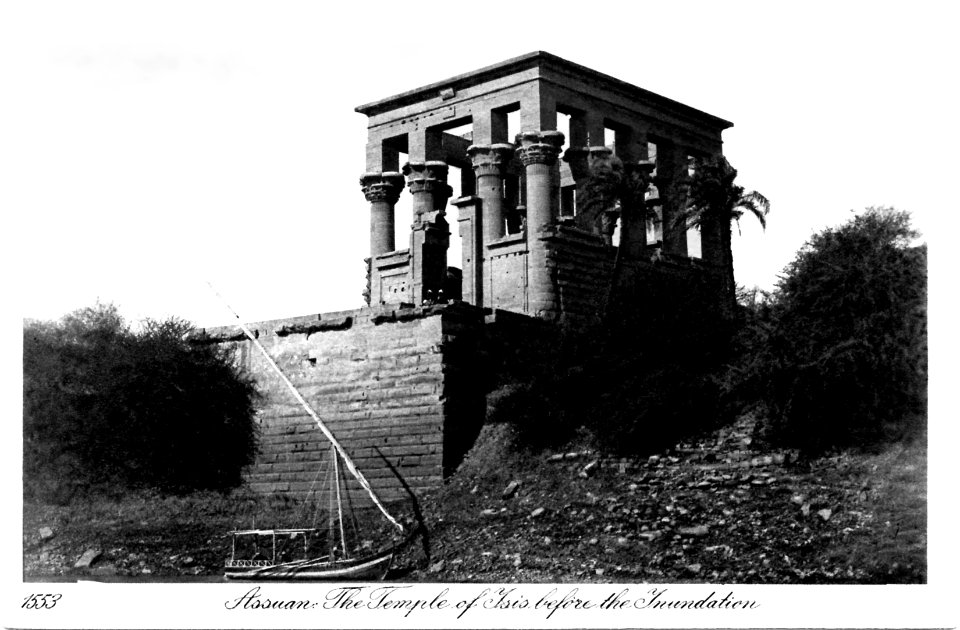 Postcard: Temple of Isis Philae (prior to the Aswan high Dam). PS'd Version