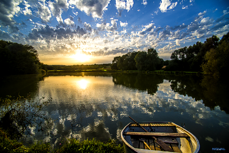 Lake, with boat