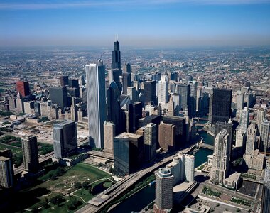 Skyscrapers aerial view cityscape photo