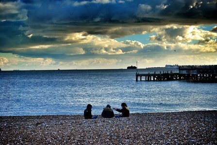 Sea sky and clouds people