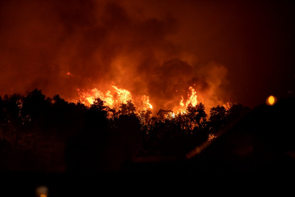 Active fire behavior captured the night of August 13