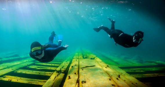 Snorkelers on Wreck of Portland