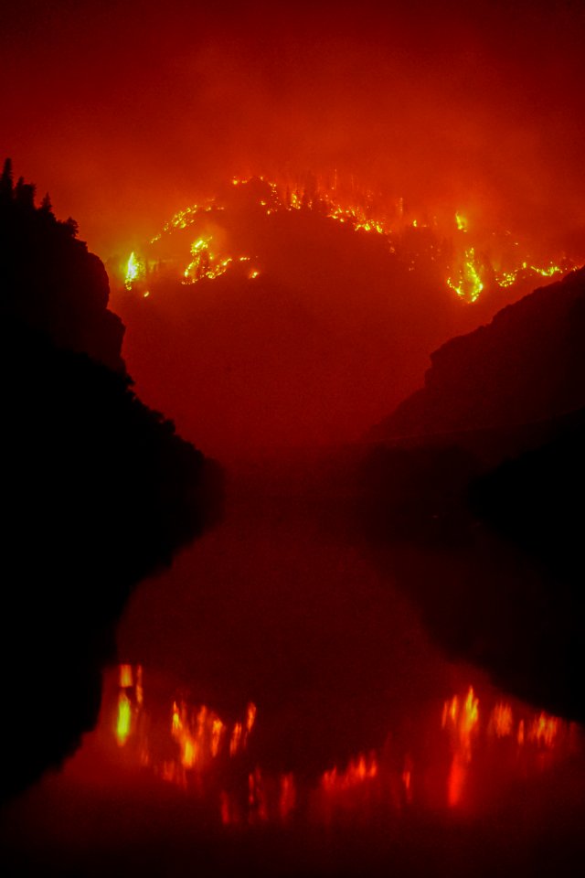View of the fire from the Colorado River